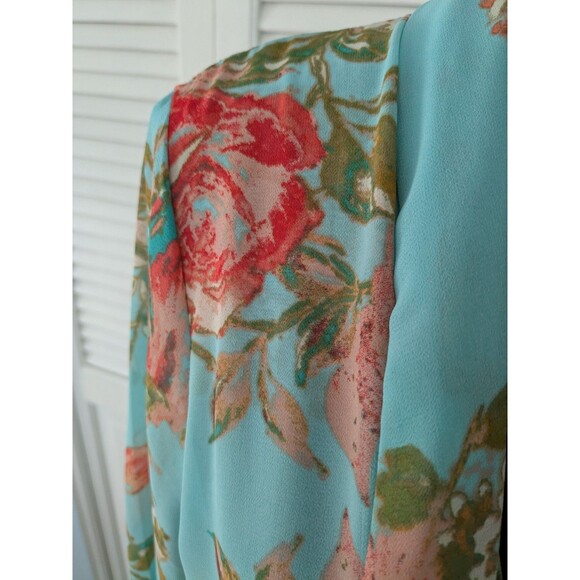 Eyeshadow Cardigan Sz L Aquabreeze French Country Floral Lightweight Kimono Boho - Picture 2 of 9